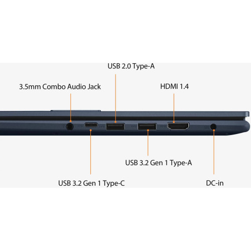 Ноутбук Asus Vivobook 15.6" 1920х1080 FHD Touch IPS (Intel Core i7-1255U, 40GB RAM DDR4, 2 TB SSD, Intel Iris Xe Graphics, Windows 11 Pro) Blue F1502ZA
