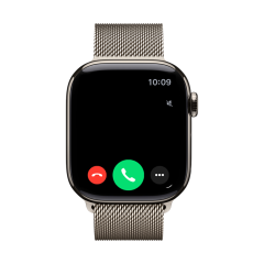 Часы Apple Watch Series 11, 42 мм, титан светлого цвета, миланский сетчатый браслет