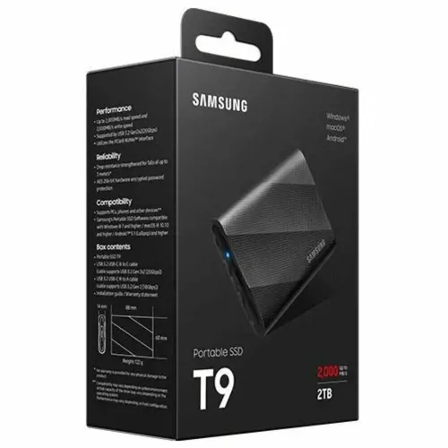 Samsung T9 2TB Portable SSD USB 3.2 Gen 2x2 Black MU-PG2T0B/AM