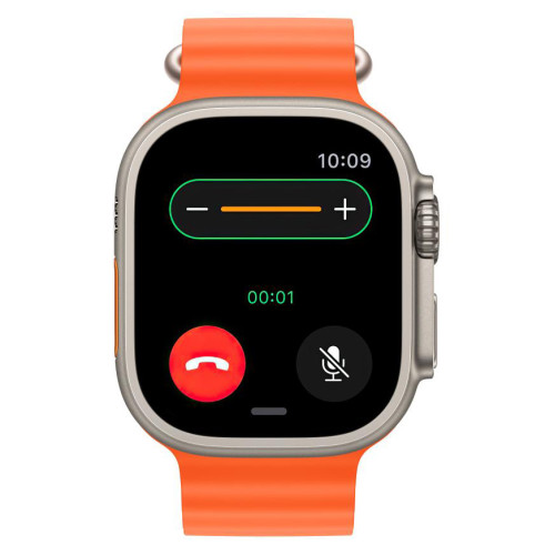 Часы Apple Watch Ultra 2, 49 мм, титан светлого цвета, ремешок Ocean оранжевого цвета (2023)