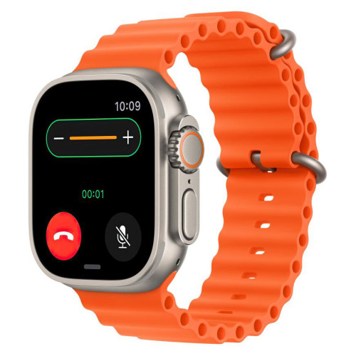 Часы Apple Watch Ultra 2, 49 мм, титан светлого цвета, ремешок Ocean оранжевого цвета (2023)