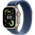 Часы Apple Watch Ultra 3, 49 мм, титан светлого цвета, ремешок Trail цвета «синий/ярко-синий» (2025)