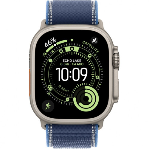 Часы Apple Watch Ultra 3, 49 мм, титан светлого цвета, ремешок Trail цвета «синий/ярко-синий» (2025)