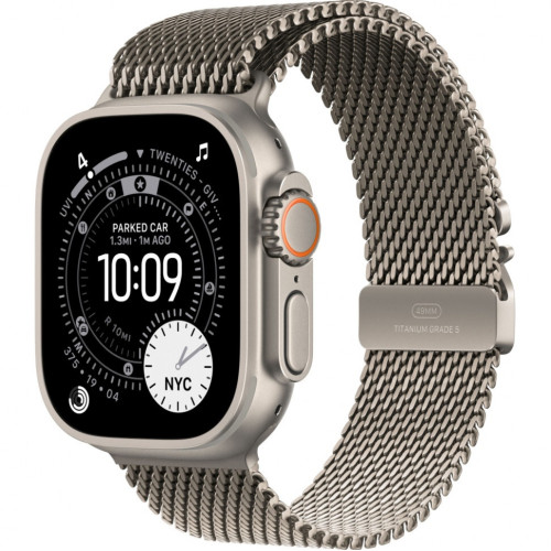 Часы Apple Watch Ultra 3, 49 мм, титан светлого цвета, миланский сетчатый браслет (2025)