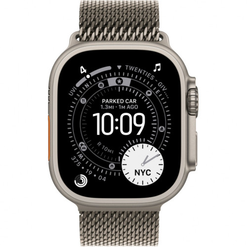 Часы Apple Watch Ultra 3, 49 мм, титан светлого цвета, миланский сетчатый браслет (2025)
