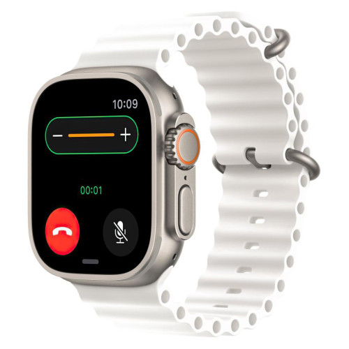 Часы Apple Watch Ultra 2, 49 мм, титан светлого цвета, ремешок Ocean белого цвета (2023)