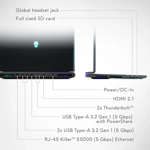 Ноутбук Dell Alienware 18 Area-51 18" 2560x1600 WQXGA 300Hz IPS (Intel Core Ultra 9 275HX, 32GB DDR5, 1TB SSD, NVIDIA GeForce RTX 5080 16GB, Windows 11 Home) AA18250