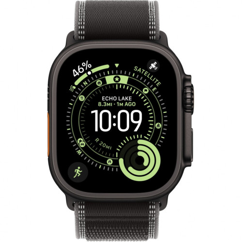 Часы Apple Watch Ultra 3, 49 мм, титан чёрного цвета, ремешок Trail цвета «чёрный/угольно-чёрный» (2025)
