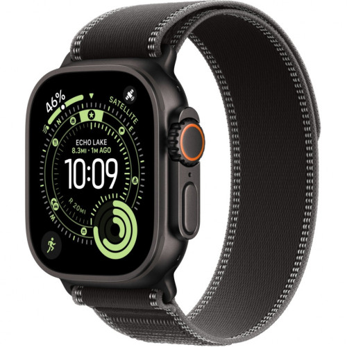 Часы Apple Watch Ultra 3, 49 мм, титан чёрного цвета, ремешок Trail цвета «чёрный/угольно-чёрный» (2025)