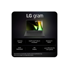Ноутбук LG Gram 17" 2560x1600 WUXGA IPS (Intel Core Ultra 5 125H, 16GB RAM LPDDR5X, 512GB SSD, Intel ARC Graphics, Windows 11 Home) Black 17Z90S-G.AAB4U1