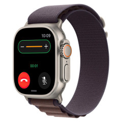 Часы Apple Watch Ultra 2, 49 мм, титан светлого цвета, ремешок Alpine цвета индиго (2023)