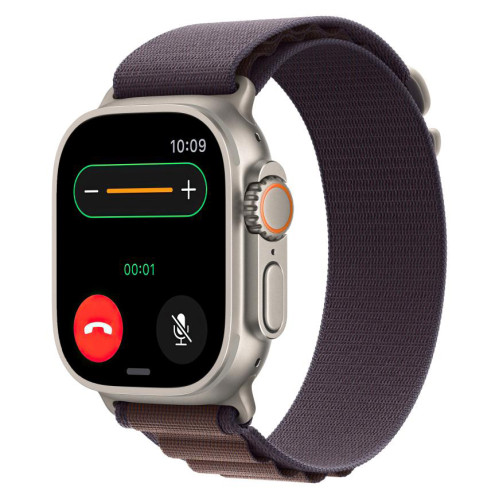 Часы Apple Watch Ultra 2, 49 мм, титан светлого цвета, ремешок Alpine цвета индиго (2023)