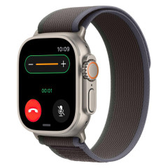 Часы Apple Watch Ultra 2, 49 мм, титан светлого цвета, ремешок Trail цвета «синий/чёрный» (2023)