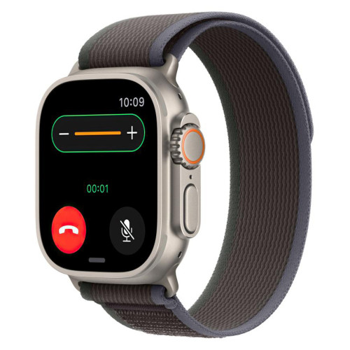 Часы Apple Watch Ultra 2, 49 мм, титан светлого цвета, ремешок Trail цвета «синий/чёрный» (2023)