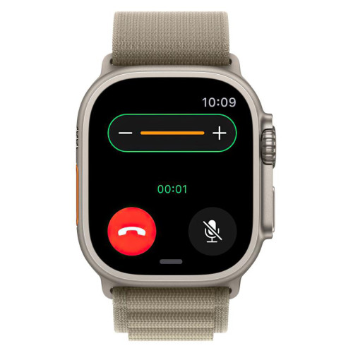 Часы Apple Watch Ultra 2, 49 мм, титан светлого цвета, ремешок Alpine оливкового цвета (2023)