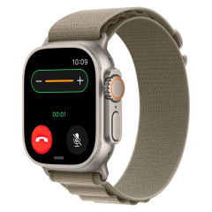 Часы Apple Watch Ultra 2, 49 мм, титан светлого цвета, ремешок Alpine оливкового цвета (2023)
