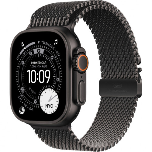 Часы Apple Watch Ultra 3, 49 мм, титан чёрного цвета, миланский сетчатый браслет (2025)