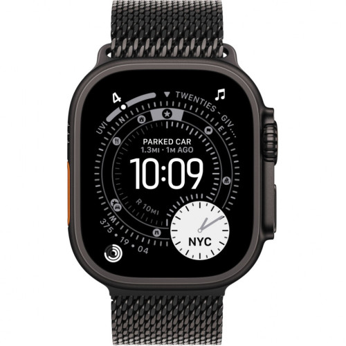 Часы Apple Watch Ultra 3, 49 мм, титан чёрного цвета, миланский сетчатый браслет (2025)