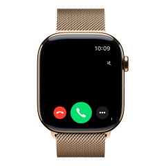 Часы Apple Watch Series 11, 46 мм, титан золотого цвета, миланский сетчатый браслет