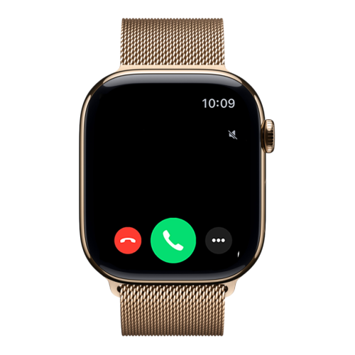 Часы Apple Watch Series 11, 46 мм, титан золотого цвета, миланский сетчатый браслет