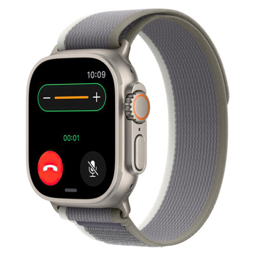 Часы Apple Watch Ultra 2, 49 мм, титан светлого цвета, ремешок Trail цвета «зелёный/серый» (2023)