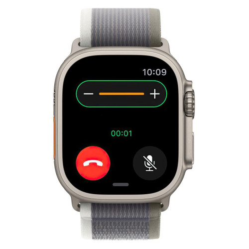 Часы Apple Watch Ultra 2, 49 мм, титан светлого цвета, ремешок Trail цвета «зелёный/серый» (2023)