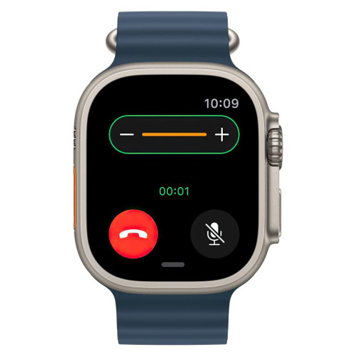 Часы Apple Watch Ultra 2, 49 мм, титан светлого цвета, ремешок Ocean синего цвета (2023)