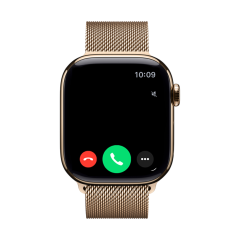 Часы Apple Watch Series 11, 42 мм, титан золотого цвета, миланский сетчатый браслет