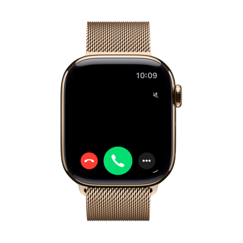 Часы Apple Watch Series 11, 42 мм, титан золотого цвета, миланский сетчатый браслет