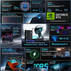 Ноутбук Thunderobot Zero 18 Pro 18" 2560x1600 240Hz ( Intel Core Ultra 9 275HX, 32 GB DDR5, 1 TB SSD,Nvidia RTX 5090 24 GB, Windows 11 Home)