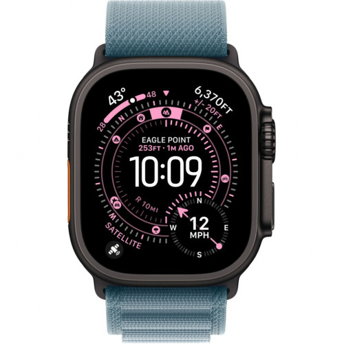 Часы Apple Watch Ultra 3, 49 мм, титан светлого цвета, ремешок Alpine голубого цвета (2025)