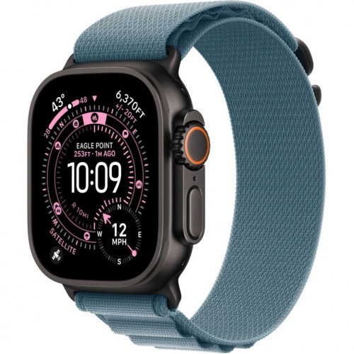 Часы Apple Watch Ultra 3, 49 мм, титан светлого цвета, ремешок Alpine голубого цвета (2025)