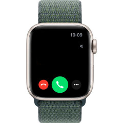 Часы Apple Watch SE, 40 мм, алюминий цвета «сияющая звезда», браслет Sport Loop цвета «горное озеро» (2024)
