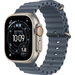 Часы Apple Watch Ultra 3, 49 мм, титан светлого цвета, ремешок Ocean цвета «якорный синий» (2025)