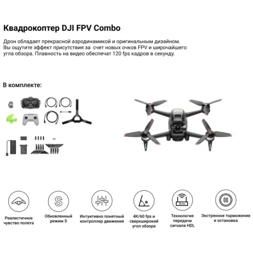 Квадрокоптер DJI FPV Combo ( 6941565903860) Gray