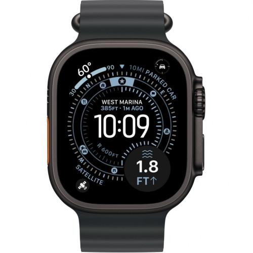 Часы Apple Watch Ultra 3, 49 мм, титан чёрного цвета, ремешок Ocean чёрного цвета (2025)